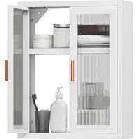 Wall-mounted Bathroom Cabinet, Modern Hanging Bathroom Furniture with Adjustable Shelf, White Acrylic Doors