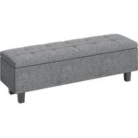 AMXCNOY Banquette avec rangement, banquette rembourrée aspect lin, pieds en bois, banquette de lit moderne pour entrée, chambre et salon, 138 x 40 x 45 cm, gris foncé
