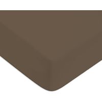 Drap housse en coton 57 fils uni bonnet 25cm taupe 160x200cm