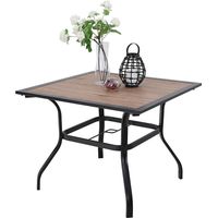 PHIVILLA Gartentisch Wetterfest Outdoor Garten Tisch Terrassentisch Balkontisch E-Beschichtung Metall 94×94×71cm Holzähnlicher Quadratische Braun