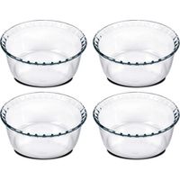 Lot 4 moule soufflé de cuisson,plateau réfractaire en verre fileté,capacité 2.4 L-Diamètre 21.5 x Hauteur 9.8 cm-JUANIO