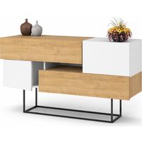 Madia Consolle Moderna 145 cm con 2 Ante 2 Cassetti Zaffiro di Quercia e Bianco