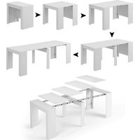 Konsolentisch Compton, Ausziehbarer Esstisch, Tisch mit Mehrzweckverlängerungen, die auf bis zu 10 Sitzplätze erweitert werden können, cm 51/237x90h78, Glänzend weiß