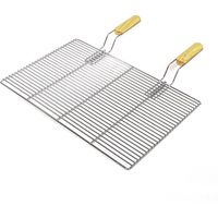 Wiltec – Grille de barbecue carrée 54x34 cm en acier inoxydable – Surface de cuisson résistante à la chaleur – Poignée pratique pour barbecue charbon et gaz