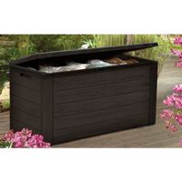 TOOD Malle / coffre de rangement en résine - 300 L - 120 x 46 x 58 cm - Marron aspect bois