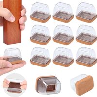 Lot de 16 protections rectangulaires en silicone transparent avec feutre pour pieds de chaise, table, bureau, anti-rayures et sans bruit, convient aux pieds de chaise L : 3,2 à 4,2 cm, l : 2,3 à 3 cm