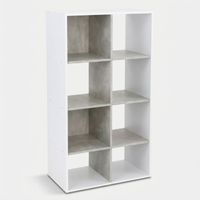 Estantería librería 8 compartimentos bicolor ahorra espacio diseño moderno Nivra - Blanco - Gris