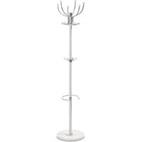 Attaccapanni Appendiabiti Da Terra Con 17 Ganci In Metallo Cromo Bianco Base In Marmo 175cm
