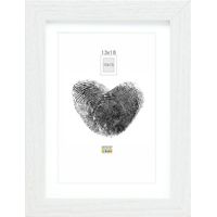 Deknudt Frames S66KF1-P1-13.0X18.0 - Cornice quadro/foto Basic con passepartout, bordi in legno/MDF, colore: Bianco,13 x 18 cm, beige