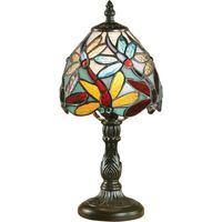 Interiors Lorette - Lampada da tavolo mini 1 luce bronzo scuro, vetro Tiffany, E14