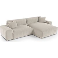 Canapé d'angle droit 4 places en tissu tramé toucher doux beige CHEER