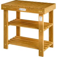 Shoe Rack & Seat Bench, Acacia Wood, 2 Shelves, 50x30x46cm