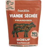 FRANKLIN - Friandises pour Chien - Viande séchée Buf Fumés Barbecue - 90% de Viande - Riche en Protéine - sans Céréales - Mono-Protéine - Tout Âge - 100 g