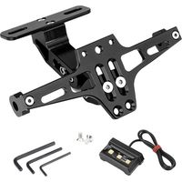 Supporto universale regolabile per targa moto con illuminazione omologata – acciaio inox, nero opaco