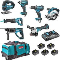 Combopack de 7 outils MAKITA DLX7013PT1 - 18V LXT - 5x5,0 Ah - Dans sac à roulettes