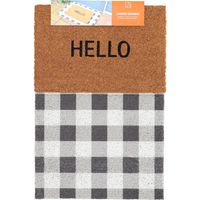 Paillasson + Dessous de Tapis Motifs Carreaux - Hello - 90,5 x 60,3 x H 2,1 cm - Livraison gratuite