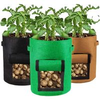 Juego de 3 bolsas de cultivo de siete galones para cultivar papas, zanahorias, fresas, tomates y flores.