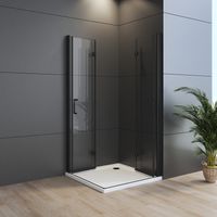 WDWRITTI Duschkabine 120x80 cm Schwarz Falttür Eckeinstieg Duschkabine Eckdusche Drehfalttür Dusche Duschwand aus 6mm NANO ESG Sicherheitsglas, H:195cm