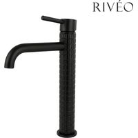 Robinet Mitigeur lavabo haut noir mat à motif texturé pour vasque à poser - RIVÉO