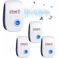 Ultrason Anti Moustique, 4 Pack Répulsifs à ultrasons, Intérieur Répulsif Électronique & Répulsif Moustique Ultrason Anti pour Insectes, Moustiques, Fourmis, Rats, Araignées
