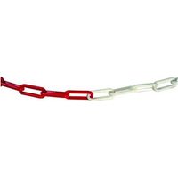 Cadena de plástico bicolor Vigor Blanco/Rojo 25 m 6x20x30 mm