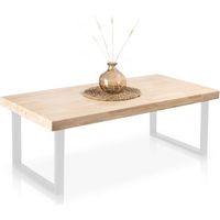 Mesa de centro Natural Roble salvaje - Blanco 120cm (ancho) x 43,5cm (alto)