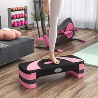 Stepper aérobie, 80 x 31 x 10/15/20 cm, hauteur réglable, jusqu’à 150 kg, Noir/Rose/Gris