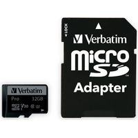 MicroSDHC Card VERBATIM Pro, 32 GB, Class 10, inkl. Adapter