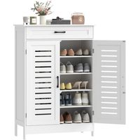 Armario para Zapatos con Puertas de Rejilla Cajón y Estantes Ajustables para 20 Pares de Zapatos 78x37x115,8 cm Blanco