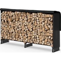 Vounot – Abri range-bûches 2m en acier avec housse de protection – Support bois de chauffage extérieur – Résistant aux intempéries – Capacité 400 kg
