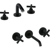 Set rubinetteria a 3 fori lavabo a parete colore nero opaco Gattoni Taolos KITTAOLOS3