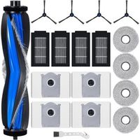 Kit d'accessoires de rechange pour Ecovacs Deebot T50 Omni / T50 Pro Omni aspirateur robot, 1 brosse à rouleau, 4 filtres, 4 lingettes, 4 sacs à poussière, 4 brosses latérales