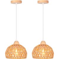 (2PCS) Suspension Luminaire Rétro 20CM Lustre Tressé En Corde De Chanvre Plafonnier D'Intérieur Moderne