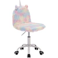 Kids Desk Chair in Faux Fur Swivel Reading Chair with Unicorn-shaped Backrest Height Adjustable for Children Study, Unicorn, Wahson