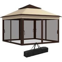 Carpa Plegable 3,26x3,26x2,72m Double Protection Anti-moustiques Ajustable UV30+ Beige