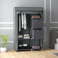 Armadio 102x42,5x162,5 cm, Struttura in Acciaio, 6 Ripiani e 1 Asta Organizzatrice, Facile da Montare, Grigio Scuro, per Camera