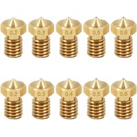 Lot de 10 buses pour imprimante 3D (0,2 mm, 0,3 mm, 0,4 mm, 0,5 mm, 0,6 mm) avec filament fileté de 1,75 mm. Pièces détachées pour imprimantes 3D : mini-buses en laiton doré.-1.25X0.75cm-Golden