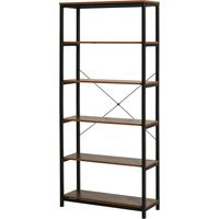 HOMCOM Estantería Estilo Industrial Retro con 6 Estantes Abiertos para Libros y sistema Antivuelco Almacenaje para Salón Oficina 80x30x180 cm Marrón Rústico