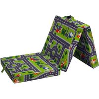 Silla plegable - SAMBA - Verde - Multi-posición - Motivo circuito de coches - 190 x 70 x 9 cm