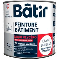 Laque Brillante Multi-supports 0.5l Blanc Finition Brillante, Multi-support, Blanche éclatante - Batir Peintures