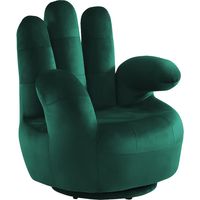 Poltrona a forma di mano girevole in velluto Verde scuro - CATCHY