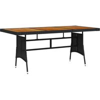 Vidaxl – Table de jardin en poly rotin et bois d'acacia massif 160x70x72 cm – Résistante aux intempéries – 6 places – Style élégant et rustique