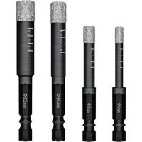 BUNTHAUS Lot de 4 Forets Mèches diamant pour Carrelage Céramique Grès Cérame Tuiles Verre Pierre. Mèches Diamantées Professionnelles Carreaux de Céramique Drill Bits Tool - 6mm 8mm 10mm 12mm