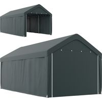 Carport tente garage grise – 3x6 m, abri voiture extérieur, parois amovibles, 2 portes zippées – Protection voiture, montage rapide
