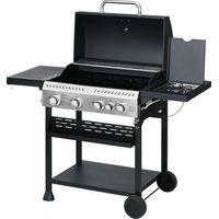 Barbecue au gaz 4+1, barbecue au gaz propane 12,5 kW roulettes, grille chauffante, étagères, thermomètre, décapsuleur