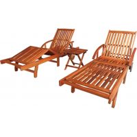 Sun Lounger And Table Brown Solid acacia wood Standard vidaXL