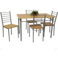 TABLE A MANGER AVEC CHAISES - 1 Table et 4 chaises pour votre salle à manger ou votre cuisine, ANKARA coloris wengé et gris