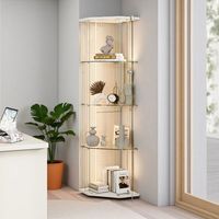 Vitrine en Verre - Pentagonale - LED - 5 Étages - Design Épuré Blanc 162cm