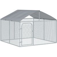 Pawhut – Chenil extérieur pour chien avec toit grillagé – 230 x 230 x 175 cm – Acier galvanisé – Espace couvert pour chiens de taille moyenne