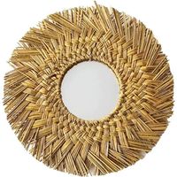 Miroir Mural, Miroir Mural en rotin Miroir Mural Moulage Mural de rotin Miroir Paille Grand Rond Suspendu Miroir